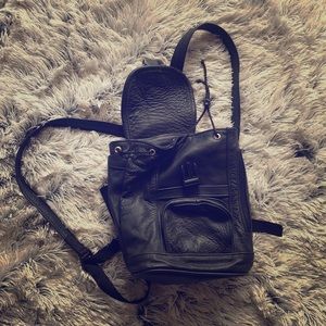 Black leather backpack/ bag